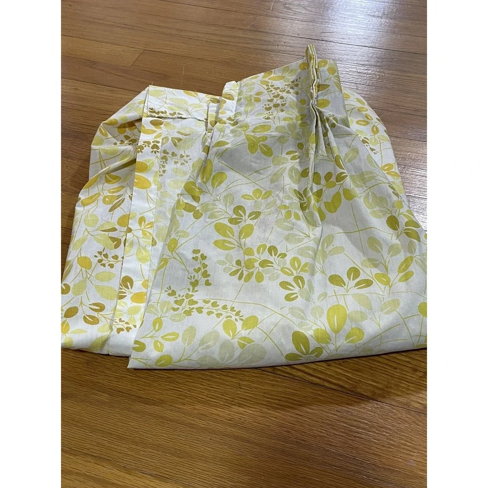 Vintage Floral Pinch Pleat Drape Panels Cotton Polyester MCM‎ Green Yellow 62
